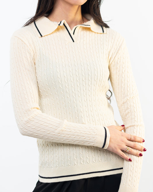 Basic White Knit Polo