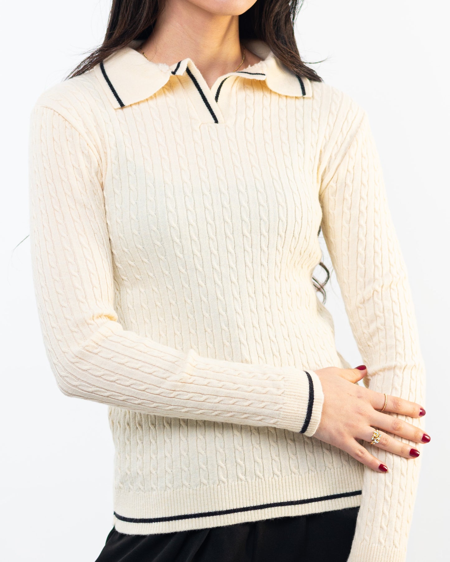 Basic White Knit Polo