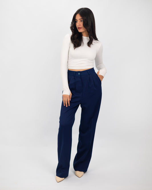 Pantalon Tailleur Bleu