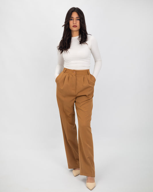 Pantalon Tailleur Camel
