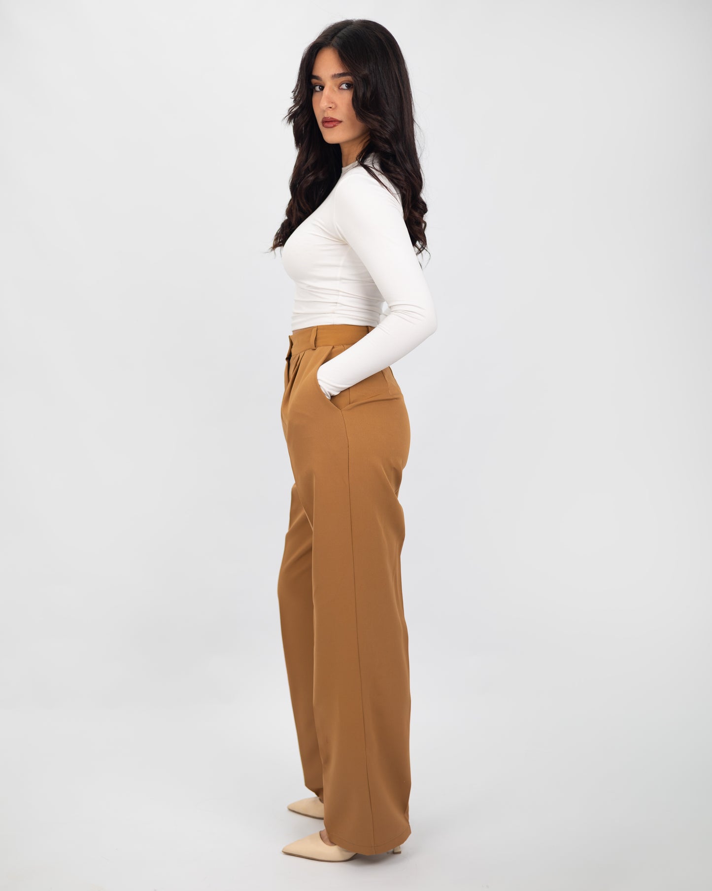Pantalon Tailleur Camel