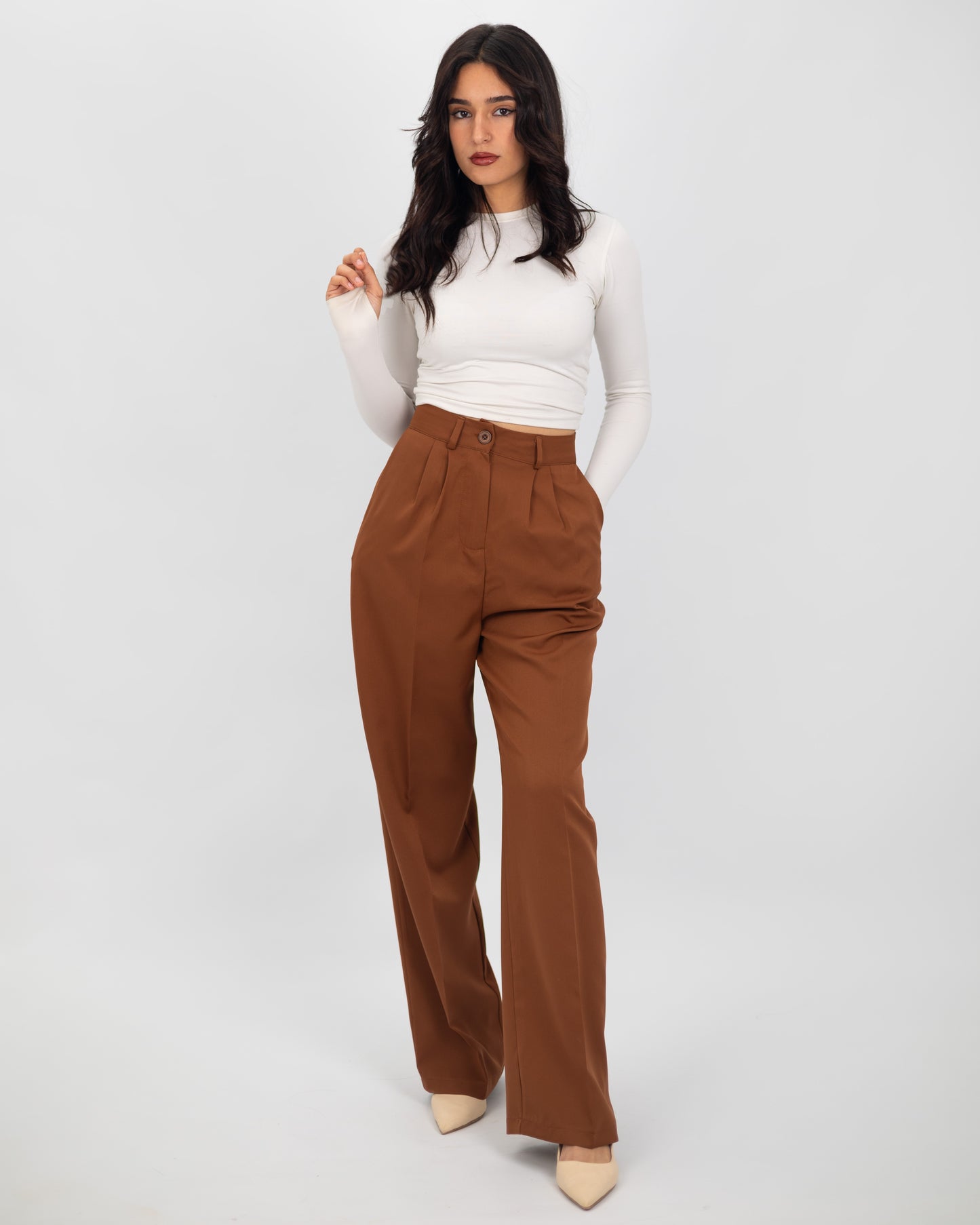 Pantalon Tailleur Marron