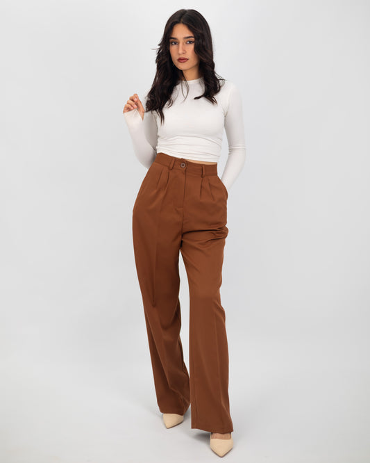 Pantalon Tailleur Marron