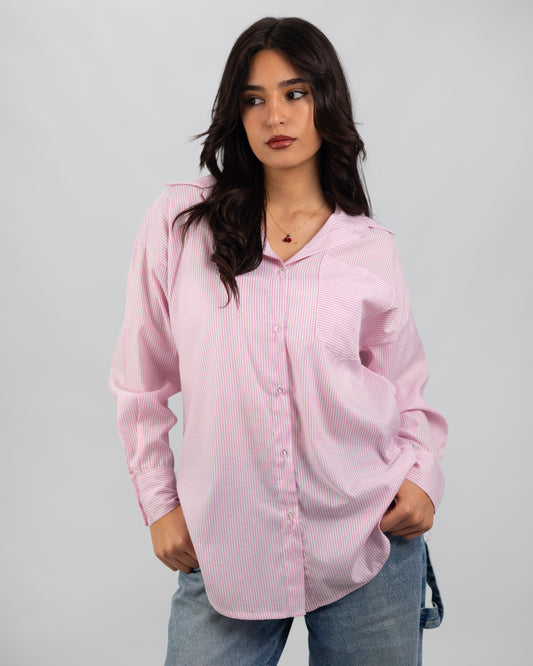 Chemise Rayée Rose