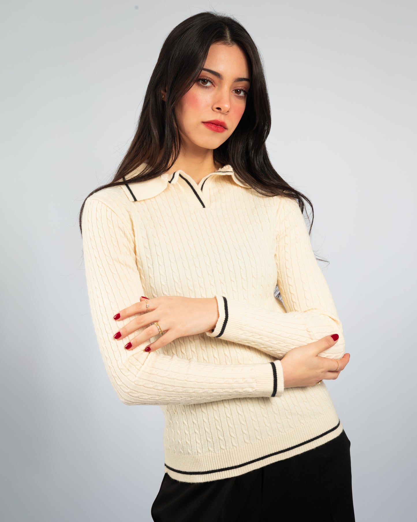 Basic White Knit Polo