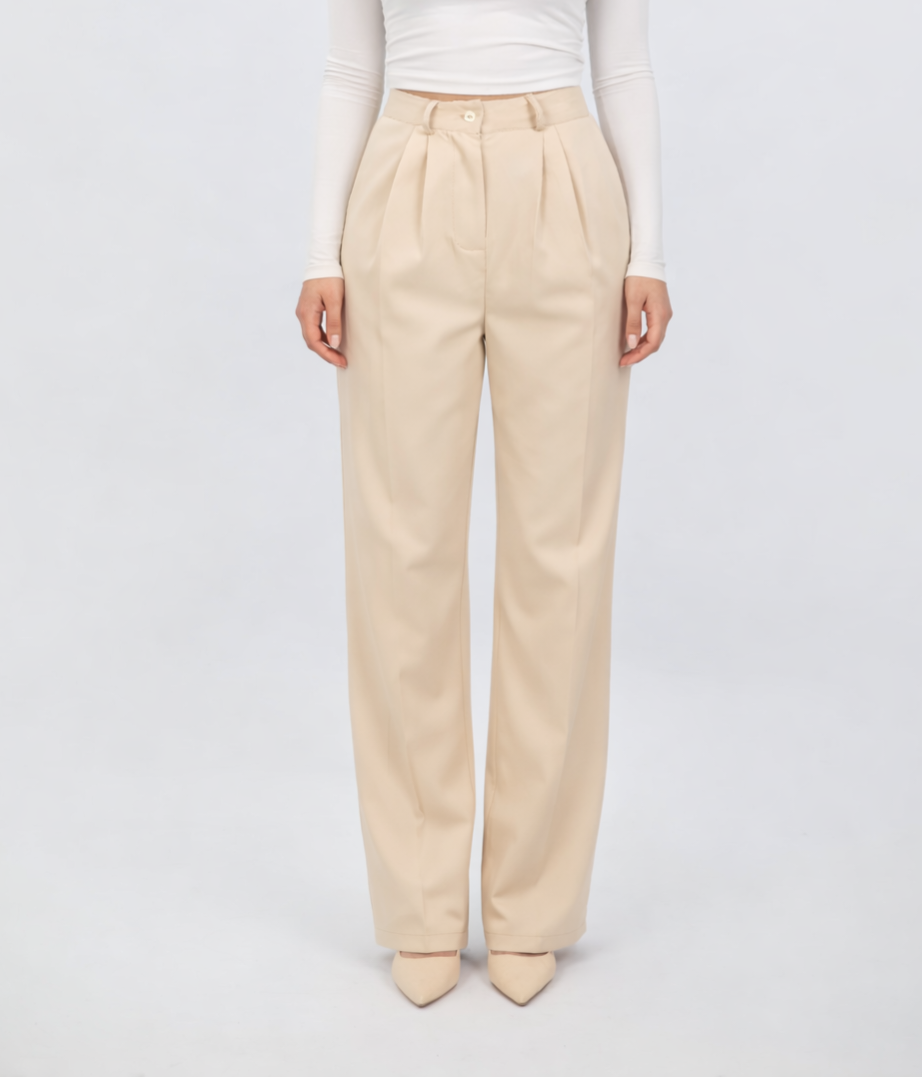 Pantalon Tailleur Beige