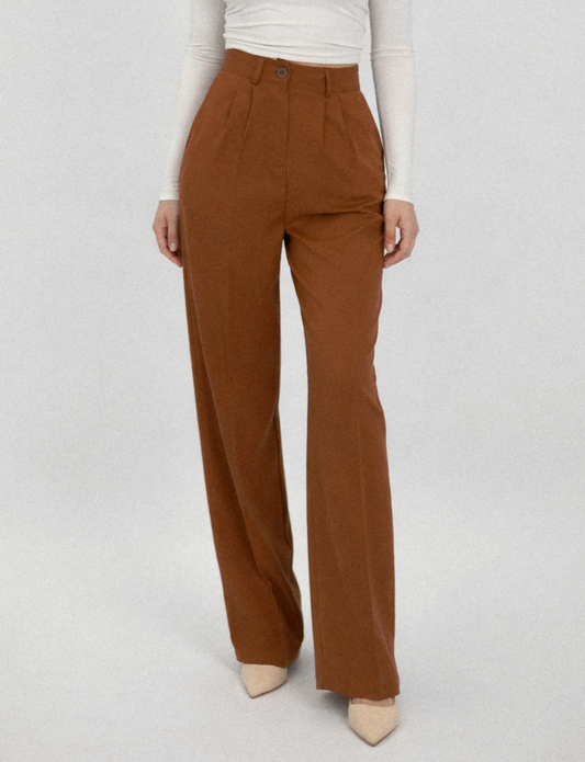 Pantalon Tailleur Marron